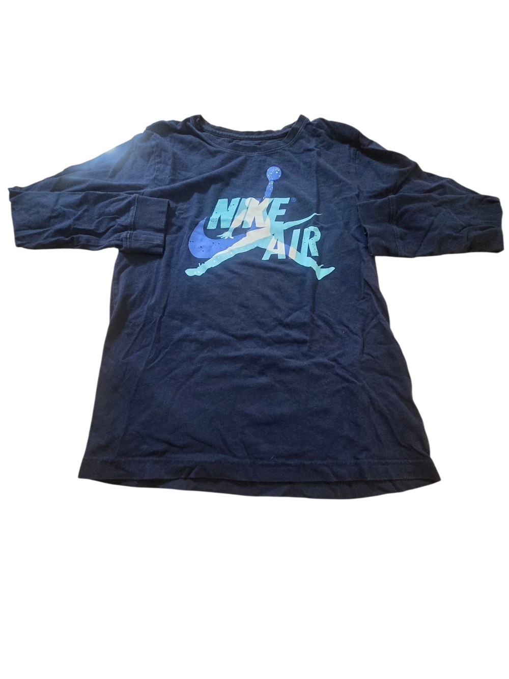 Nike Long Sleeve Boys'‎ Navy Tee with Light Blue Graphic
